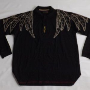 Black COOGI Angel Wing long sleeve polo 2XL